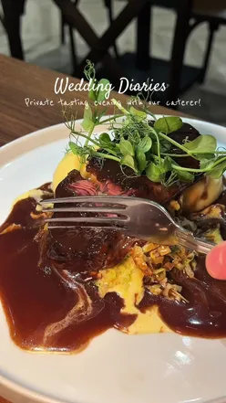 Tasting delicious wedding food options with Strathearn caterers for our special day in Scotland.