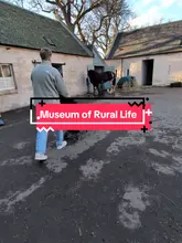 A first-person vlog showcasing a visit to the Museum of Rural Life in East Kilbride, highlighting the farm animals, museum exhibits, and playground facilities suitable for toddlers.