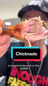 Smoked chicken, visibly pink and juicy, from Chicknado on Picton Road, Liverpool.