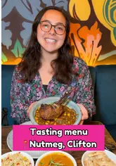 A review of the regional Indian tasting menu at Nutmeg in Bristol, featuring a variety of dishes including chaat, king prawns, lamb rack, and saffron chicken, alongside mocktails.