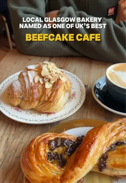 Delicious croissants and other pastries on display at Beefcake Cafe, a popular Glasgow bakery.