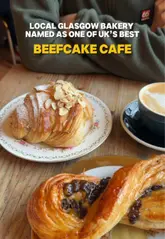 Delicious croissants and other pastries on display at Beefcake Cafe, a popular Glasgow bakery.