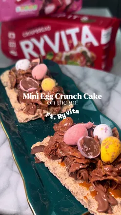Mini Egg Crunch Cake on Ryvita Crispbread, a high-fiber healthy snack idea. Perfect for treat lovers!