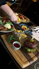 A review of Midpoint, a Turkish restaurant in Greenwich, featuring a tour of the interior, a look at the bar, and a tasting of various dishes including a burger, chicken shish, wings, prawns, and baklava.