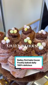 Sweet treats and desserts on display inside Creamy Cow UK, a new bakery and cafe located at Batley Plaza in Batley, Yorkshire.