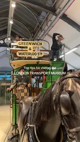 A montage of clips showcasing the London Transport Museum, including vintage vehicles, interactive exhibits, and the gift shop.