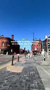A cold, grey, and wet day in Manchester, UK, showcasing typical changeable British weather.