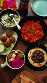Halal Arab breakfast menu items including homemade Kunafah for brunch at Mraya Restaurant in Nottingham.