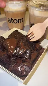 Chocolate cake from Atom Coffee in Acton, a delicious dessert.