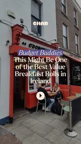 A value-for-money breakfast roll from O'Donovan's on Pearse Street in Dublin, Ireland.
