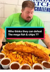 A huge platter of crispy, golden fish and chips, prepared for the 'mega challenge' at Catch 55.