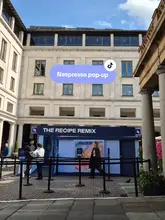 Nespresso 'The Recipe Remix' pop-up in Covent Garden, London, offering free coffee and 'picked coffee cola.'