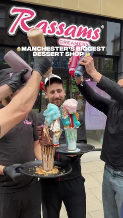 THE BIGGEST DESSERT SHOP IN MANCHESTER  Rassams’ Creamery - Deansgate 📍 #manchester #desserts #manchesterfood #dessertshop #deansgate 