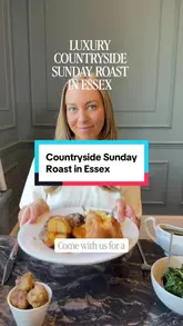Here are a few options for your alt text, depending on what is actually shown in the photo:

**Option 1 (Focus on the roast):**
A delicious Sunday roast served at Downham Hall Hotel in the Essex countryside.

**Option 2 (Focus on the setting):**
A luxury Sunday roast dinner with scenic countryside views at Downham Hall Hotel, Essex.

**Option 3 (Descriptive):**
Plated Sunday roast dinner served in the restaurant at Downham Hall Hotel, Essex.

**SEO Tip:** Google prefers alt text that describes the visual elements of the image rather than just listing hashtags or social media handles. All of these options are under 125 characters.