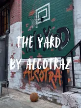 A group of friends visits a prison-themed outdoor bar, showcasing the experience of receiving drink tokens, ordering cocktails served in unique vessels, getting temporary tattoos, and playing various outdoor games.