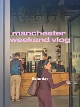 Here are a few options for your alt text, depending on the specific focus of the image:

**Option 1 (Descriptive & SEO-focused):**
"Two friends enjoying coffee, tiramisu, and juices during a weekend trip in Manchester."

**Option 2 (Brand-focused):**
"Friends visiting Joe & The Juice and Layr Tiramisu for a weekend outing in Manchester city centre."

**Option 3 (Lifestyle/Vlog focused):**
"Best friends having a aesthetic Saturday brunch and coffee date in Manchester."

**SEO Tip:** I included "Manchester" in all of these, as that is the highest-value keyword for your content!