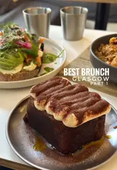 A short, aesthetic montage showcasing the interior and brunch offerings at Papercup Coffee Co in Glasgow, featuring dishes like tiramisu banana bread, granola, avocado toast, and flat whites.