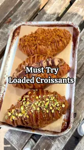 A fast-paced, enthusiastic review of Flakey in Manchester, focusing on their signature loaded croissants. The video features the creator trying various sweet and savoury options, highlighting the texture and fillings of the pastries.