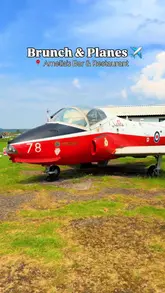 A montage showcasing Amelia's Bar & Restaurant, located at an airfield, featuring views of planes taking off and landing, the venue exterior, and the menu.