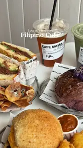 A short, visually focused reel showcasing various Filipino-inspired sandwiches, pastries, and drinks at Cafe Mama & Sons.