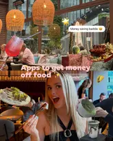 A collage-style social media graphic promoting restaurant deals in Manchester, featuring various food and drink items including sushi, skewers, and a matcha latte.
