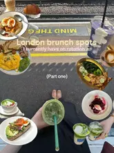 Here are a few options for your alt text, depending on what is actually shown in the photo:

**Option 1 (Focus on the food/setting):**
"Aesthetic brunch spread with avocado toast and coffee at a trendy London cafe for a food guide."

**Option 2 (Focus on the experience):**
"Friends enjoying a brunch date with pancakes and lattes at one of the best cafes in London."

**Option 3 (Short & descriptive):**
"Close-up of a delicious brunch meal with coffee at a popular cafe in London."

**SEO Tip:** If your image features a specific restaurant name or a recognizable landmark (like Shoreditch or Notting Hill), be sure to swap "London cafe" for the specific name to help with local search rankings!