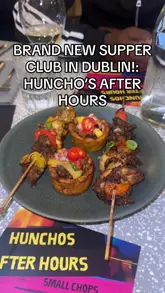 A creator visits a pop-up supper club event hosted by Hunchos Kitchen at Brother Hubbard in Dublin. The video features a review of the menu, including suya chicken skewers, spicy beef plantain cups, brown stew beef creamy pasta, and loaded puff puff for dessert. The creator provides commentary on the flavors and quality of the food throughout the experience.
