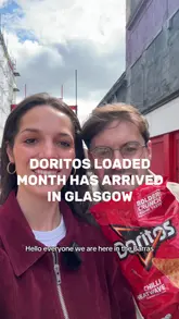 A promotional video for 'Doritos Loaded Month' where creators visit a street food vendor in Glasgow to get a bag of Doritos loaded with toppings for £5.