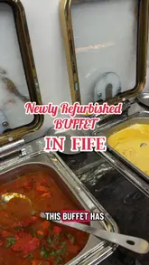 A review of a newly refurbished buffet restaurant in Fife, showcasing a wide variety of cuisines including Indian, Italian, and Chinese, along with a dessert section.