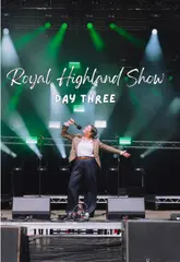 A day-in-the-life vlog covering the third day of the Royal Highland Show, featuring animal exhibits, shopping at the Holland Cooper boutique, interviews with festival performers, and food highlights like steak frites.