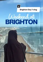 A travel vlog documenting a day trip to Brighton, focusing on halal-friendly dining, accommodation, and local attractions like the i360 and the pier.