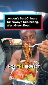 A food review video where the creator tries various dishes from a Chinese takeaway in North London, specifically evaluating the BBQ duck, ribs, sweet & sour prawns, chow mein, and salt & pepper wings.