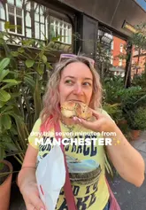 A fast-paced vlog documenting a day trip to Stockport, highlighting local businesses including a bakery, independent shops, a food hall, and a bar. The video emphasizes the accessibility of the location from Manchester and showcases the vibrant atmosphere of the town.