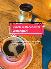 A montage-style reel showcasing the food, drinks, and interior of The Queen's Cup in Withington, Manchester. The video highlights various brunch and lunch items, including shakshuka, hummus, and coffee, presenting the venue as a casual, halal-friendly spot.
