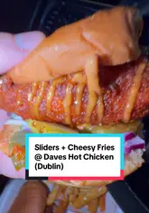 Two creators review Dave's Hot Chicken in their car, discussing the spice levels, the quality of the chicken tenders and sliders, and the cheesy fries.