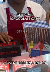 A review of the 'Bert' chocolate cake and other desserts at Get Baked in London, highlighting the quality of the cake and the friendly service.