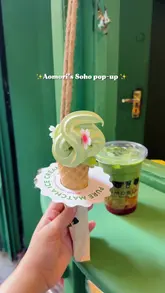 A short, energetic video showcasing the Aomori matcha pop-up in Soho, featuring their matcha ice cream and strawberry matcha drink. The video highlights the menu and the stall's exterior, encouraging viewers to visit before the pop-up closes.