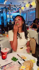 A promotional video for Mon Plaisir, a French restaurant in London, featuring shots of the interior, cocktails, and various dishes including mussels, steak, and desserts.