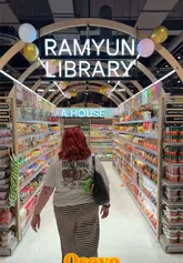 A creator provides a tour of the newly opened Oseyo Asian supermarket in Newcastle, highlighting the 'ramen library', extensive snack and drink selection, Korean cosmetics, and the in-store photo booth.