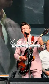 A fast-paced recap of a day at Tramlines Festival in Sheffield, featuring live music performances, comedy, and festival food highlights like bratwurst and loaded fries.