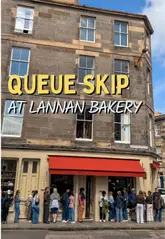 A helpful guide on how to skip the long queues at Lannan Bakery in Edinburgh by using their online pre-order system. The creator walks viewers through the website process, picks up the order at the adjacent Lannan Pantry, and reviews the pastries.