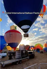 A montage of hot air balloons inflating and taking off at the Bristol International Balloon Fiesta, capturing the scale and atmosphere of the event.