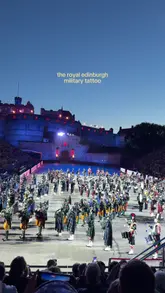 A montage of the Royal Edinburgh Military Tattoo, showcasing the precision drills, massed pipes and drums, and the dramatic lighting against the backdrop of Edinburgh Castle.