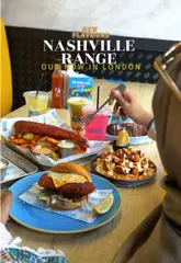A promotional video for Chicos London, highlighting their new Nashville-style menu including fish and chips, burgers, and sandwiches, alongside desserts and milkshakes.