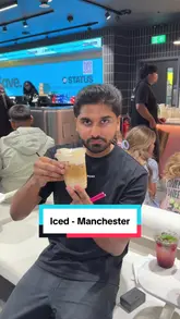A quick, informative guide to the 'Iced' matcha cafe located inside the JD Sports store at the Trafford Centre, showcasing their range of matcha drinks, coffees, and baked goods.