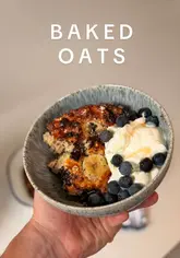 A quick, step-by-step recipe tutorial for banana bread baked oats, showing the preparation, baking, and serving process.