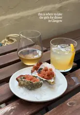 A static montage showcasing various small plates, cocktails, and the interior of Five March in Glasgow.