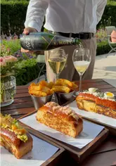 A montage showcasing the luxury atmosphere, outdoor dining terrace, and high-end food offerings at the Mandarin Oriental London.