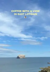 A short, fast-paced reel showcasing a visit to Drift Coffee in East Lothian, highlighting the scenic coastal location, the menu board, and the coffee experience.