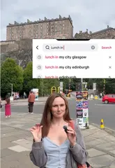 A creator visits George Square in Edinburgh during the Fringe festival to try street food, specifically mac and cheese and hot donuts.